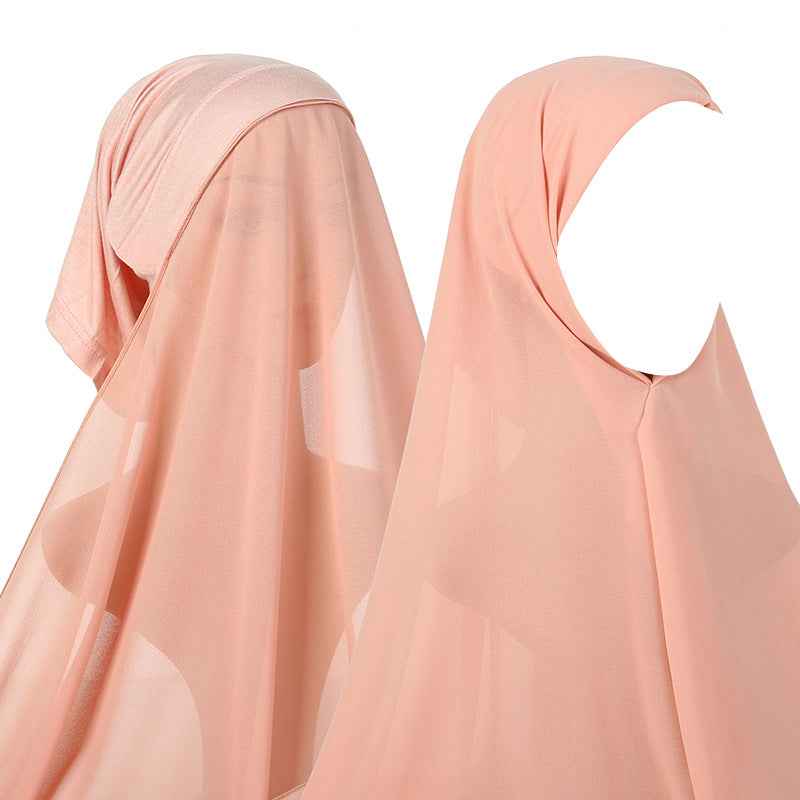 YW166 Plain Chiffon Hijab with Integrated Tube Cap