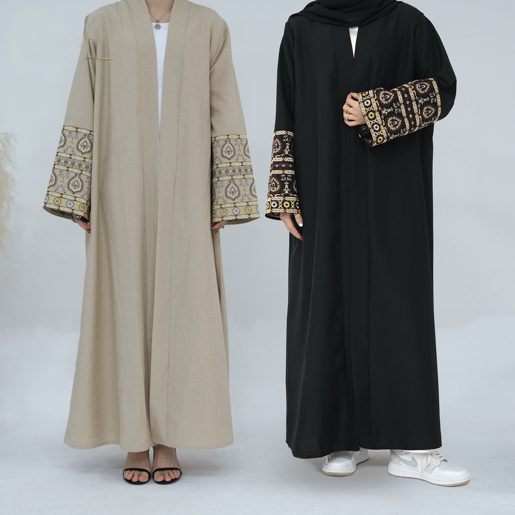 LR753 AliExpress Dubai Middle East Türkiye Dubai Beautifully Embroidered Elegant Cardigan Robe - MinYang Fashion Apparel Accessory Manufacturer