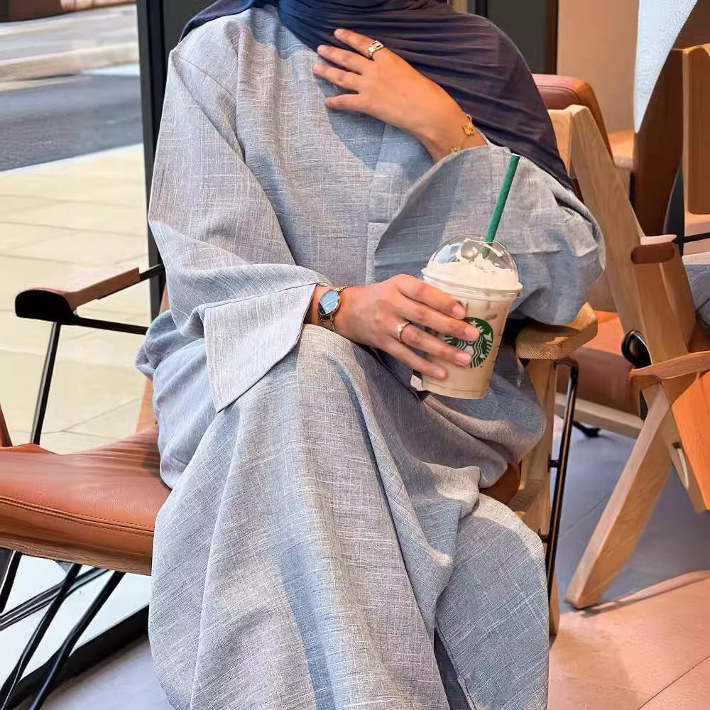 LR715 AliExpress Dubai Middle East Turkish Loose Plus Size Elegant Dress Robe - MinYang Fashion Apparel Accessory Manufacturer