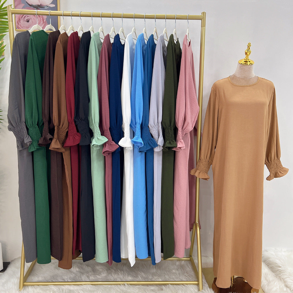 LR591 AliExpress Amazon Middle East Dubai Turkey Solid Color Plus Size Women's Dress - MinYang Fashion Apparel Accessory Manufacturer