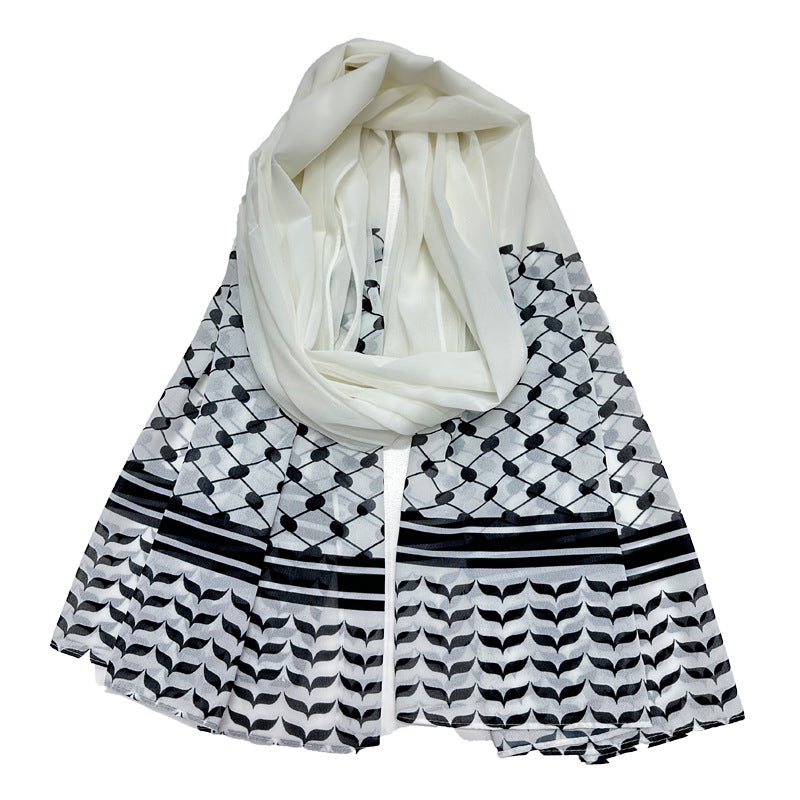 NUEVO02 HIJAB DE GASA CON ESTAMPADO KUFFIYEH