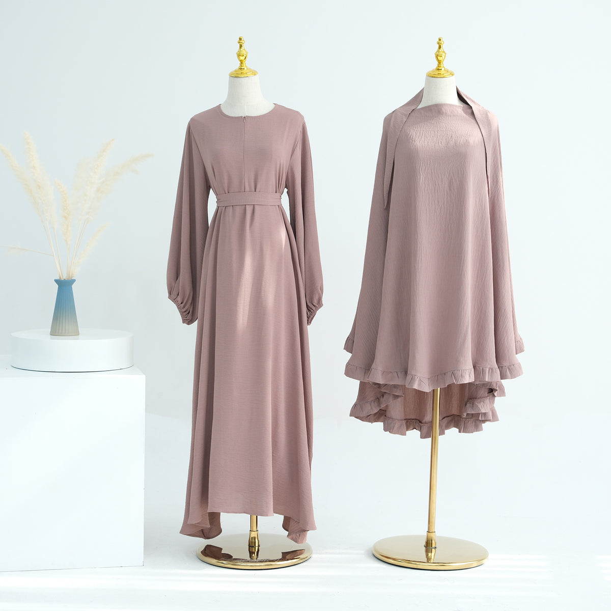 LR708+HJ912 AliExpress Dubai Middle East Turkish Dubai blouson sleeve dress - MinYang Fashion Apparel Accessory Manufacturer