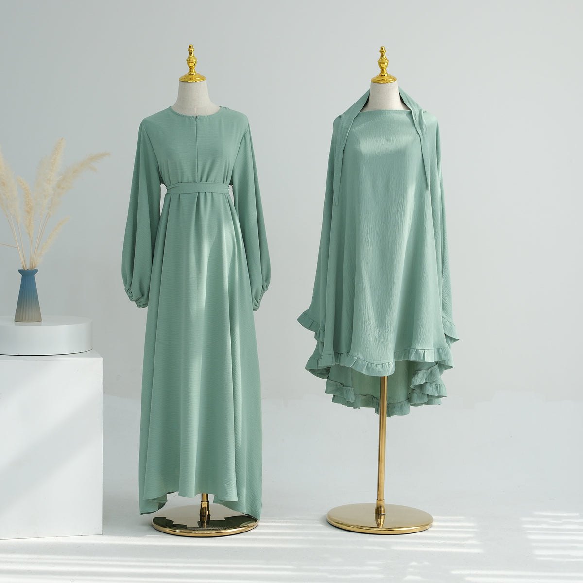 LR708+HJ912 AliExpress Dubai Middle East Turkish Dubai blouson sleeve dress - MinYang Fashion Apparel Accessory Manufacturer