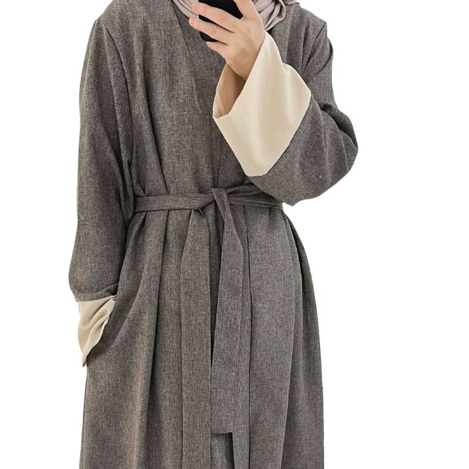 LR744 AliExpress Dubai Middle East Turkish Loose Large Size Elegant Cardigan Robe - MinYang Fashion Apparel Accessory Manufacturer