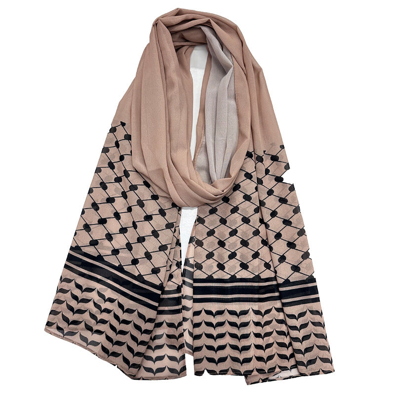 NUEVO02 HIJAB DE GASA CON ESTAMPADO KUFFIYEH