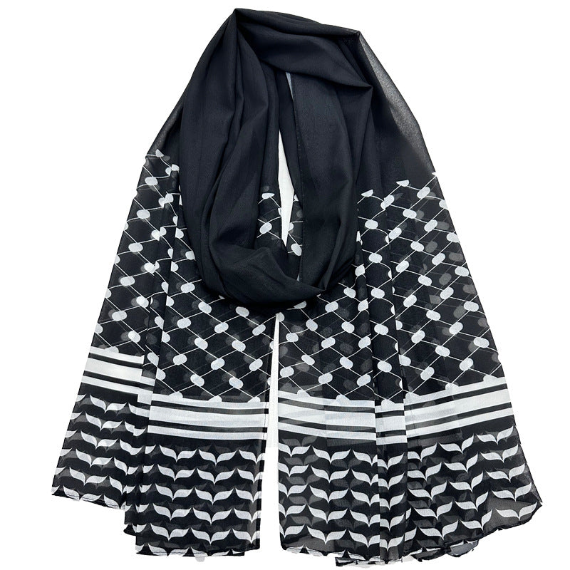 NUEVO02 HIJAB DE GASA CON ESTAMPADO KUFFIYEH