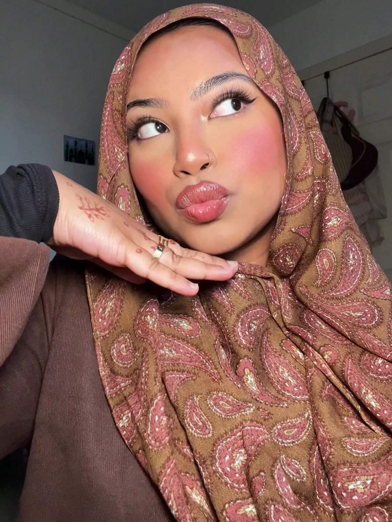 MYM31 Bufanda/hijab con estampado étnico modal