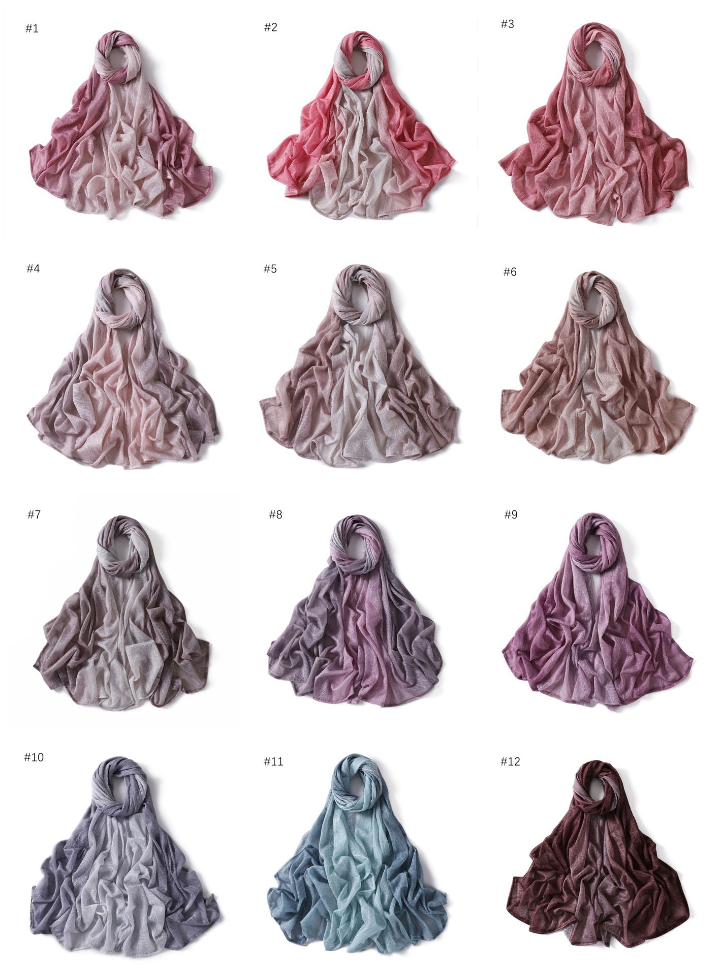 YZ80 Lace breathable hollow slightly elastic wave gradient color hijab hijab/tudung printed hijab printed scarf Gradient