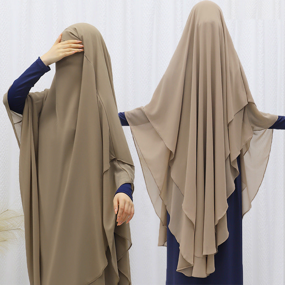 LN1027 Amazon solid color double-layer chiffon large swing headscarf solid color large headscarf