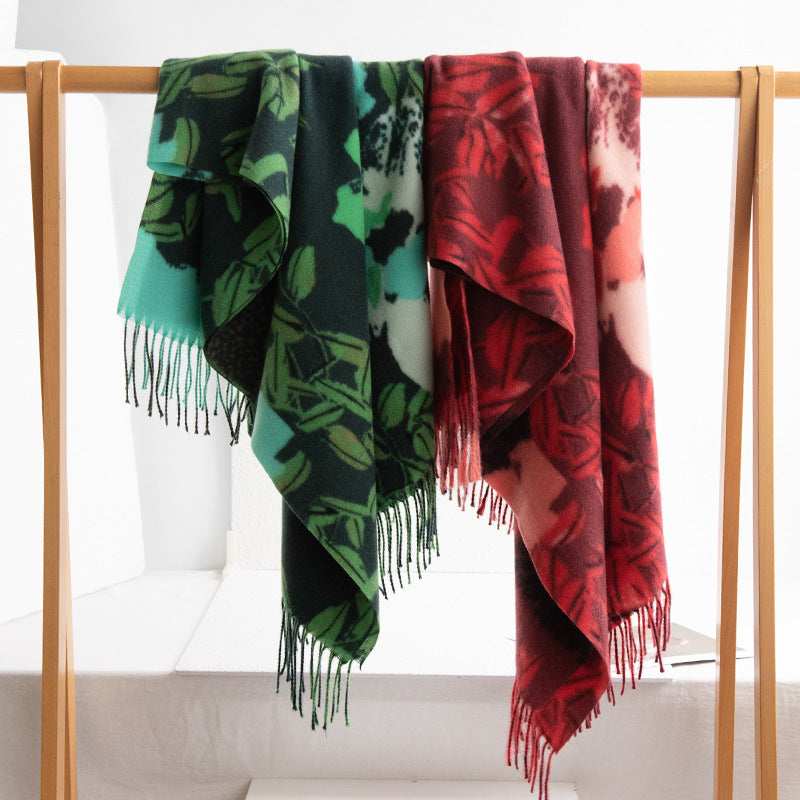 FH24-5772 Warm cashmere retro tassel scarf winter scarf