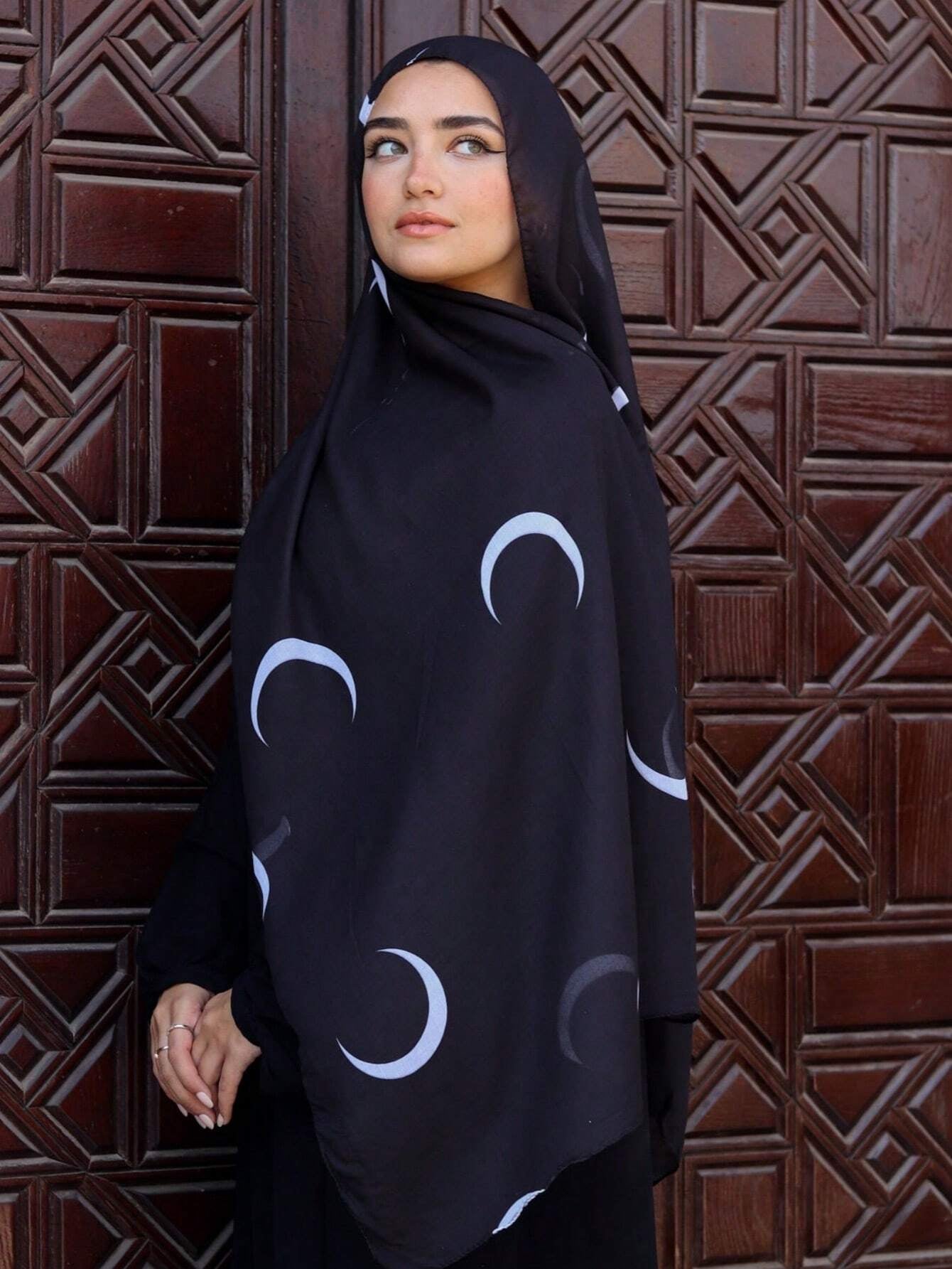 MYM19 Modal Crescent Moon Print hijab/scarf - MinYang Fashion Apparel Accessory Manufacturer