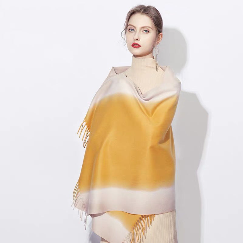 ND307 Women's scarf solid color gradient imitation cashmere large size scarf hijab hijab/tudung printed hijab printed scarf Gradient - MinYang Fashion Apparel Accessory Manufacturer