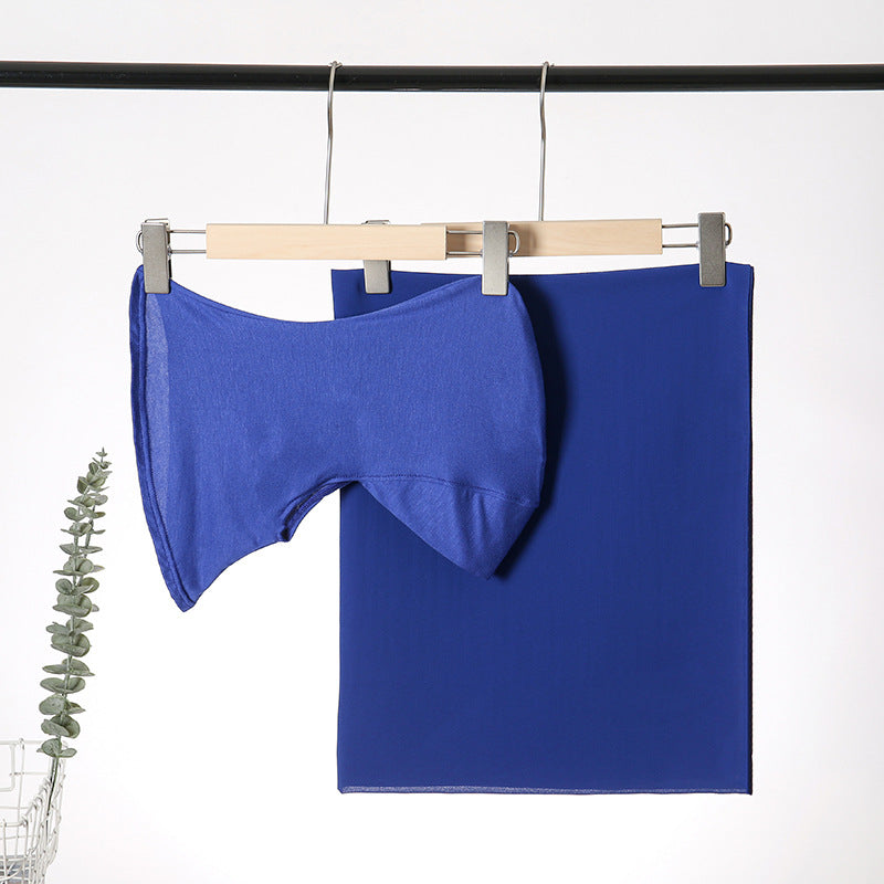 YW240 plain chiffon hijab with undercap jersey