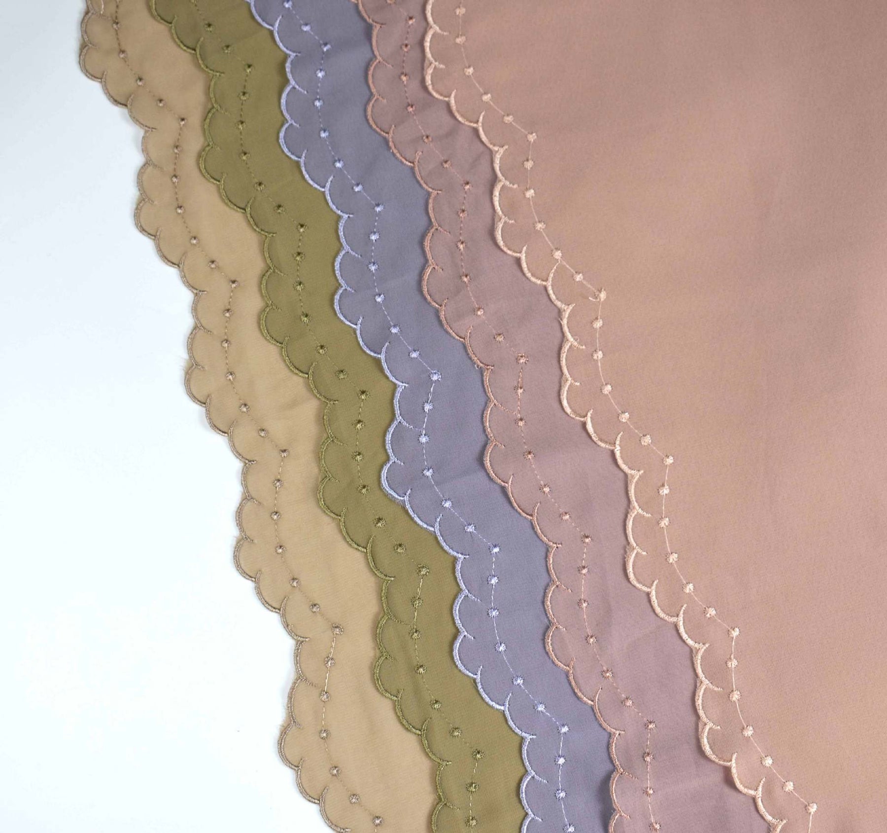 W-0009 plain pearl chiffon embroidery edge hijab scarf - MinYang Fashion Apparel Accessory Manufacturer