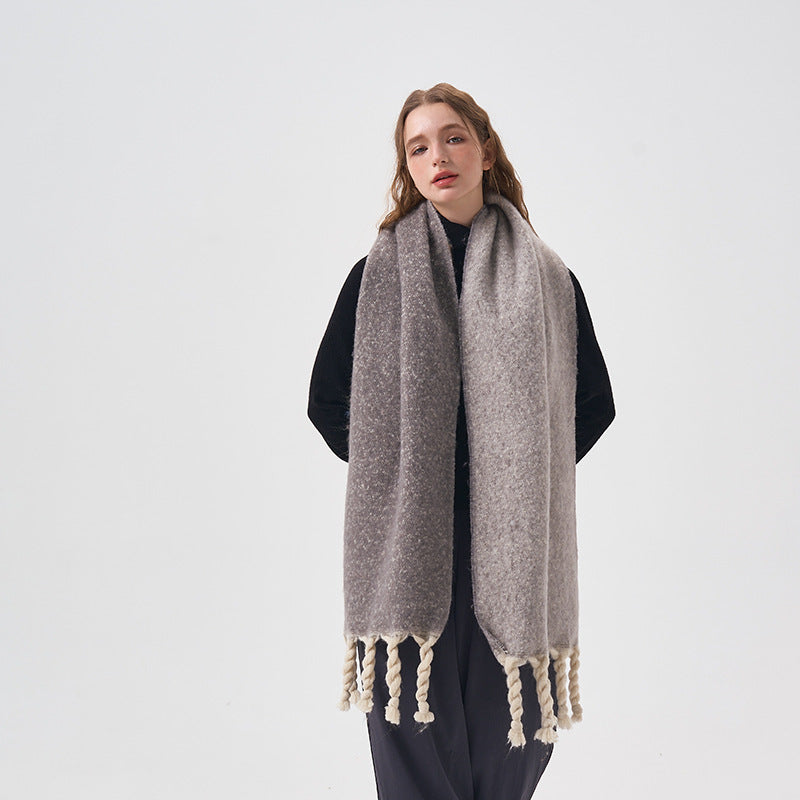 2023-08-28 plain thick tassel winter scarf - MinYang Fashion Apparel Accessory Manufacturer