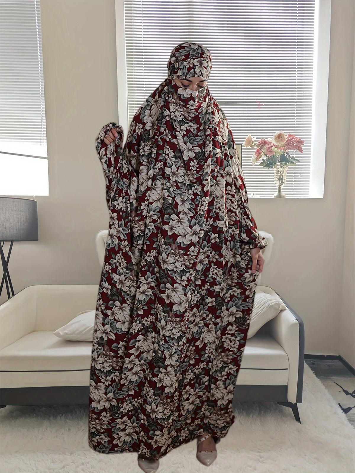 20 Cross-border plus size women's Middle Eastern robes Muslim traditional hooded prayer robes fashionable printed worship clothes Dresses/gowns prayer set abaya - MinYang Fashion Apparel Accessory Manufacturer