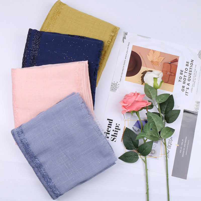 VS169 New pure cotton solid color long scarf - MinYang Fashion Apparel Accessory Manufacturer