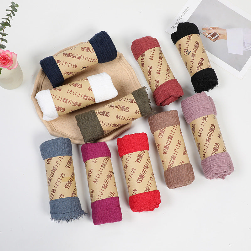 928-2 Solid color plain hijab scarf bark wrinkle cotton hemp - MinYang Fashion Apparel Accessory Manufacturer