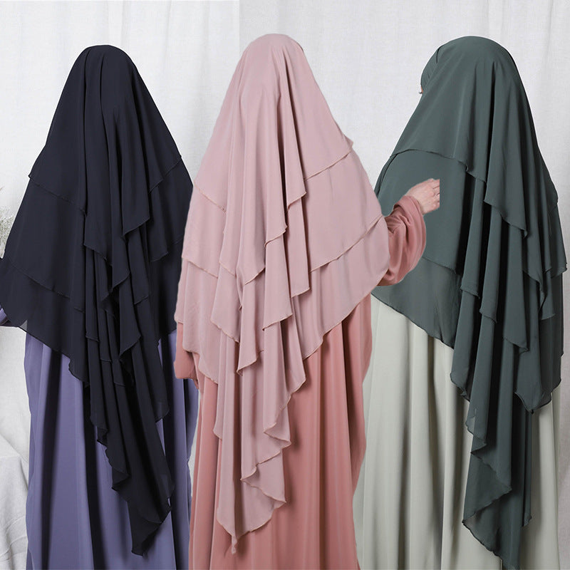 2295 hijab instantáneo Khimar de tres capas de alta calidad