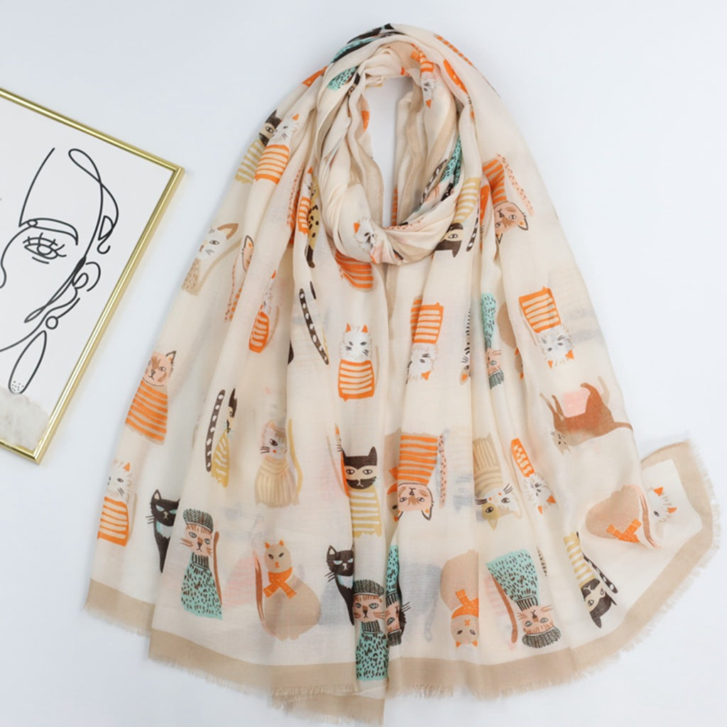 JY230317 fular gatos estampados