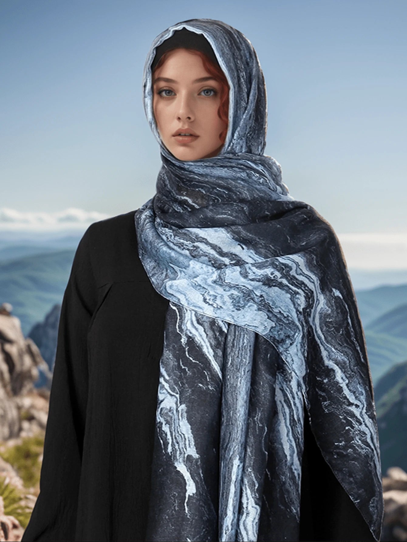 MYM10 Modal marble render print scarf/hijab - MinYang Fashion Apparel Accessory Manufacturer