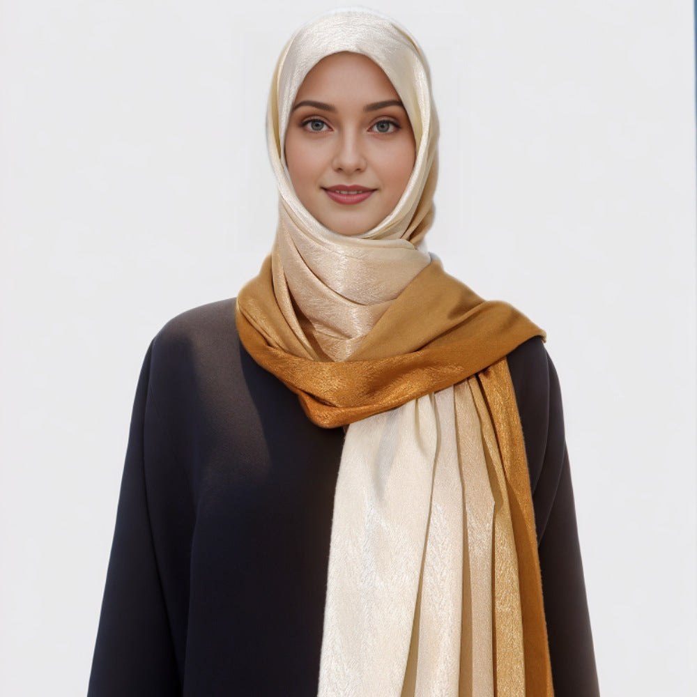 VS795New Fashion Gradient Color Satin Scarf Women's Gauze Shawl - MinYang Fashion Apparel Accessory Manufacturer