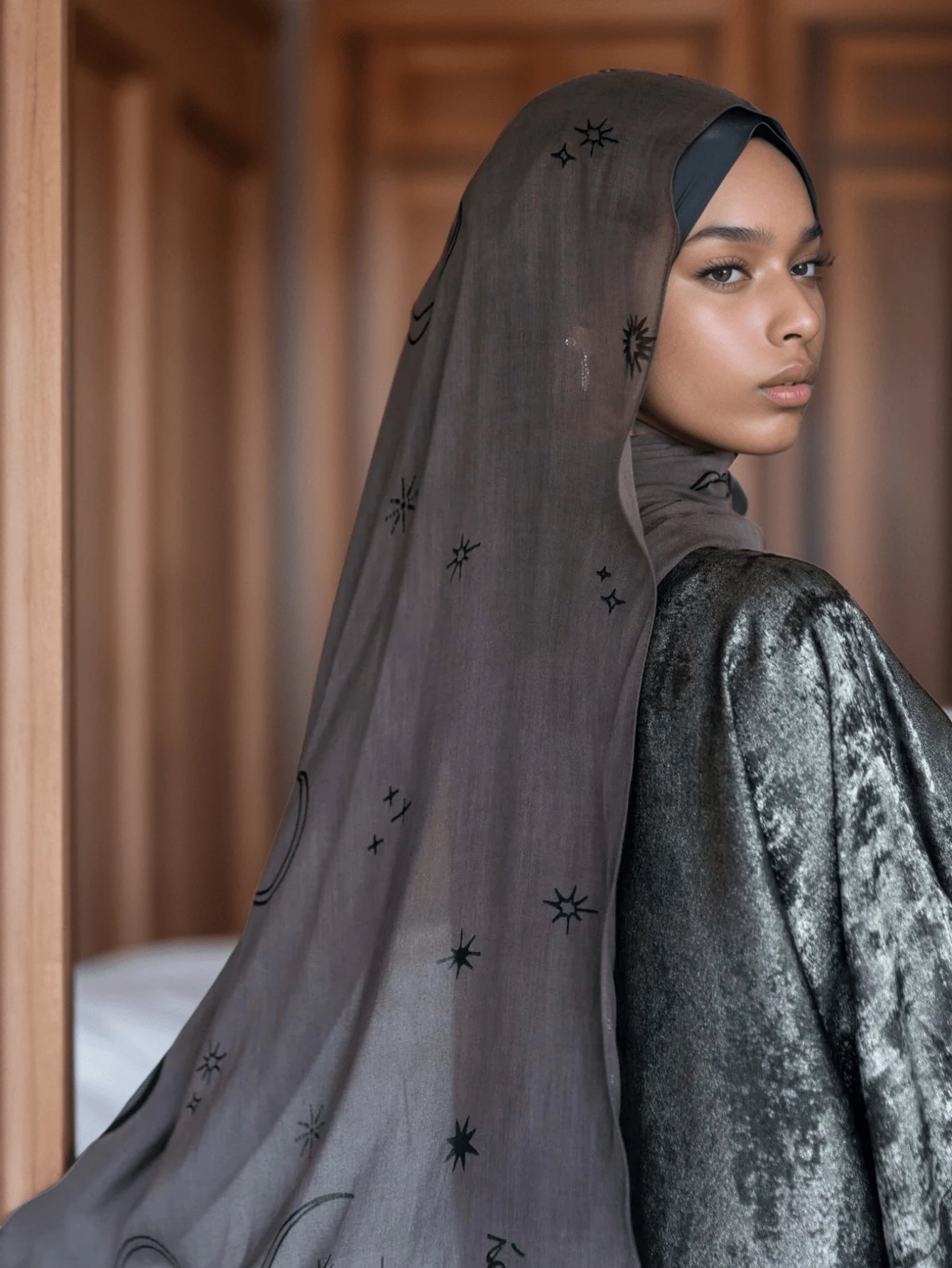 MYM34 Hijab/bufanda con estampado vintage modal