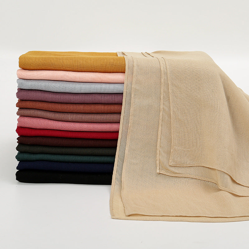 VS694New solid color curled cotton long scarf women's headscarf - MinYang Fashion Apparel Accessory Manufacturer