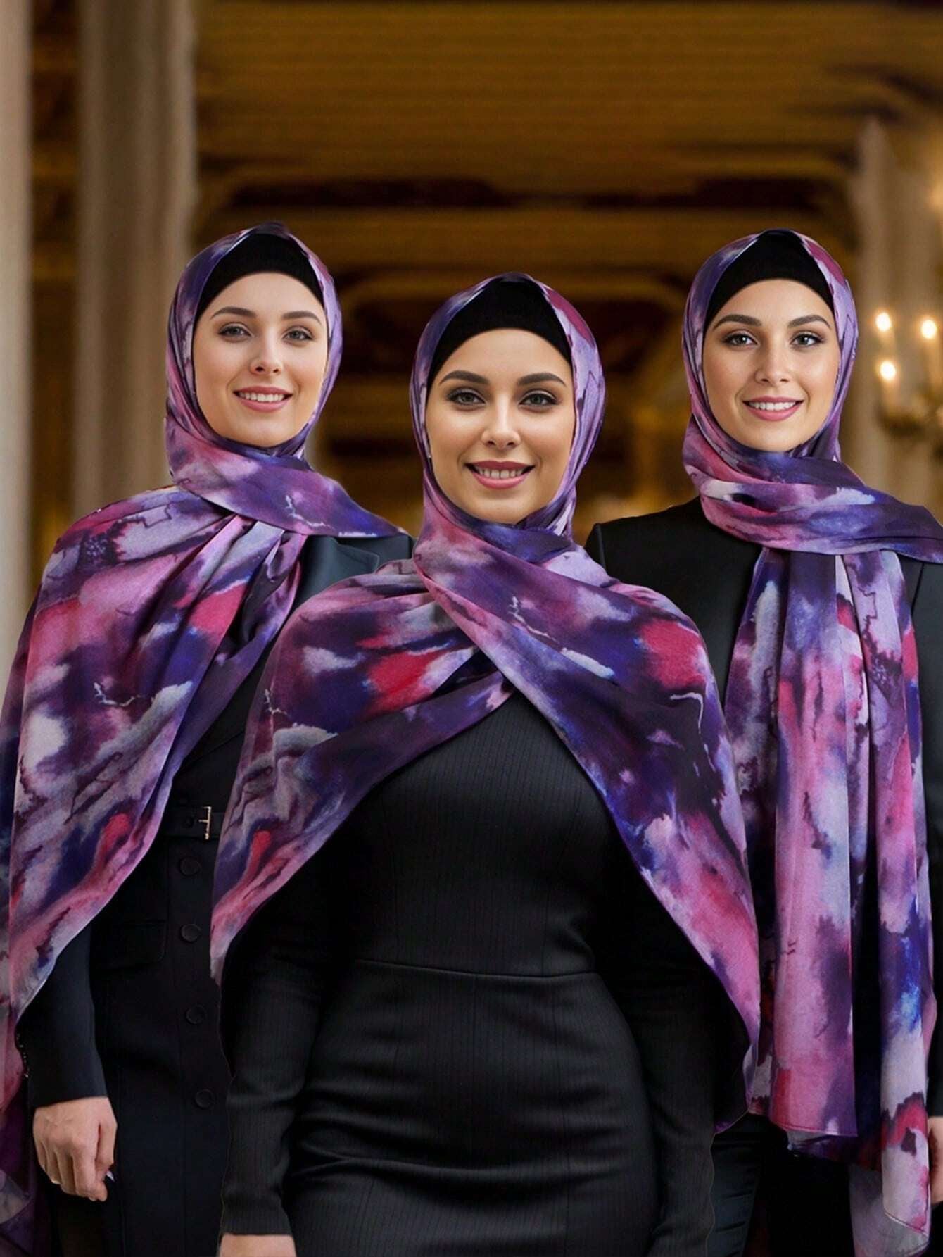 Bufanda/hijab con estampado modal de la serie acuarela de lujo MYM06