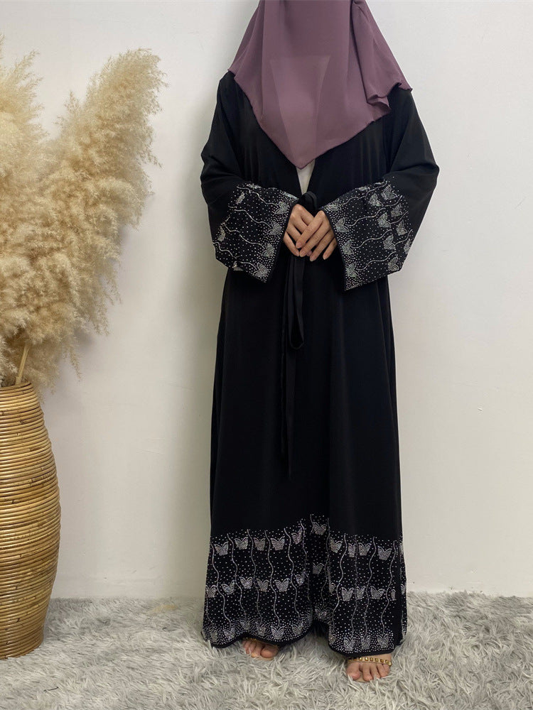 1431 Muslim slim fit cardigan with pockets Headband not included
