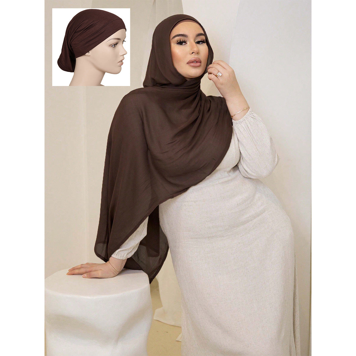 YW307Solid color headscarf set Solid color wide edge thin modal breathable scarf - MinYang Fashion Apparel Accessory Manufacturer