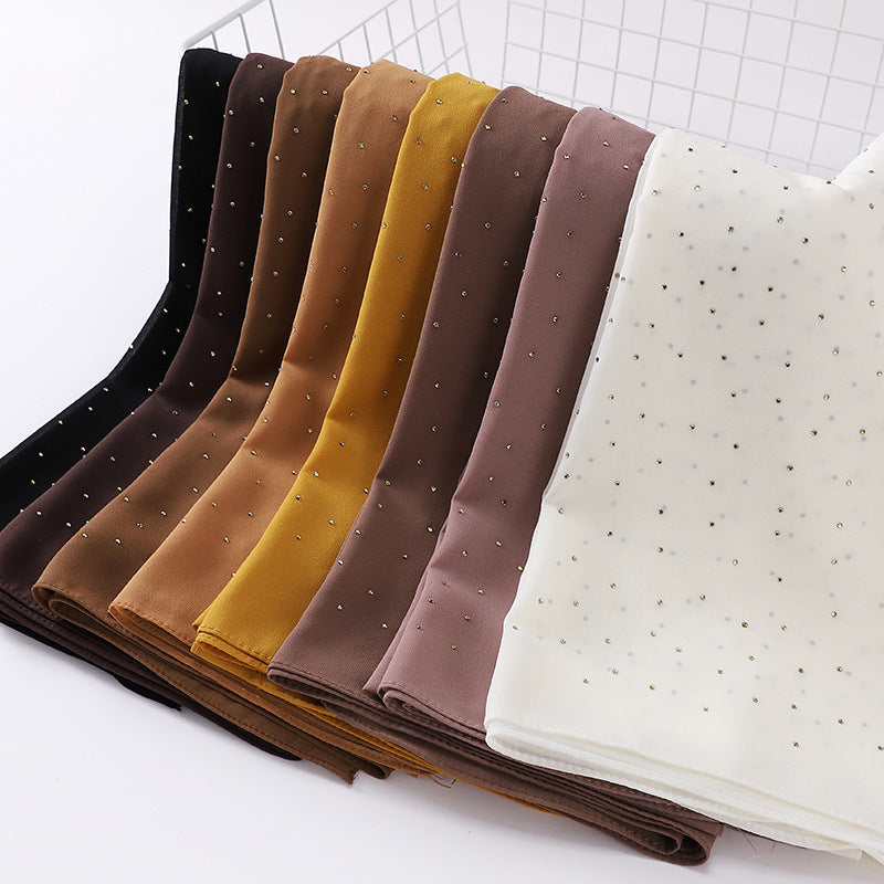 MSL289 plain pearl chiffon hot stamping diamond hijab scarf - MinYang Fashion Apparel Accessory Manufacturer