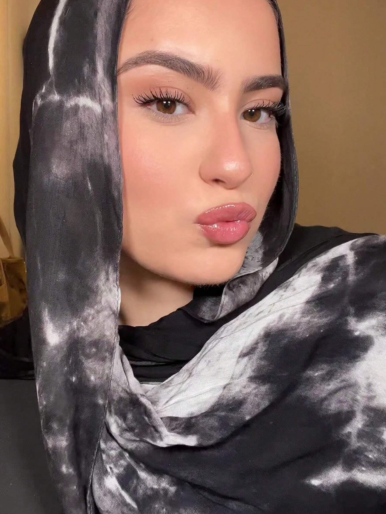 MYM32 Modal black and white mixed color print scarf/hijab - MinYang Fashion Apparel Accessory Manufacturer