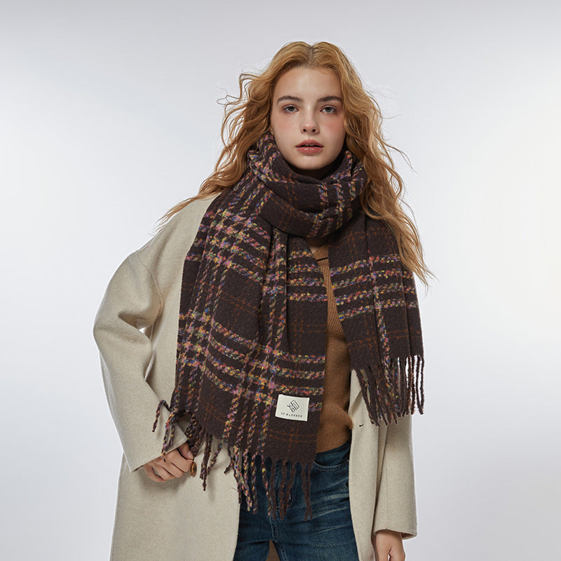 2023-10-36 plaid stripe winter scarf - MinYang Fashion Apparel Accessory Manufacturer