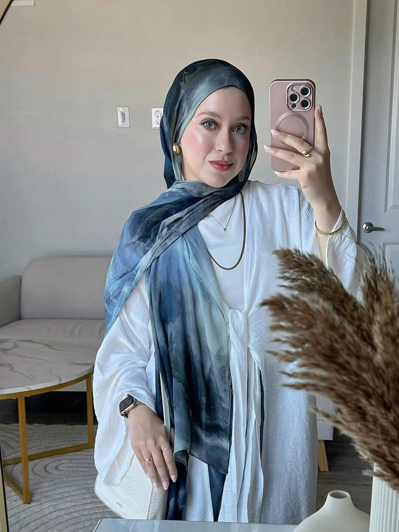 MYM02 Modal women's Bohemian Navy Marble Print Scarf/hijab - MinYang Fashion Apparel Accessory Manufacturer