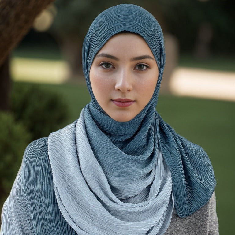 MSL332 Color matching wrinkled scarf women's head scarf gradient color silk scarf wholesale - MinYang Fashion Apparel Accessory Manufacturer