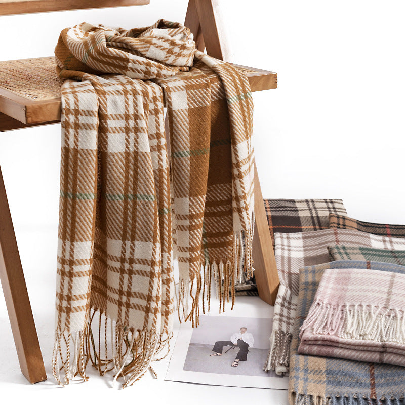 FH23-5442 lattice stripe winter scarf - MinYang Fashion Apparel Accessory Manufacturer