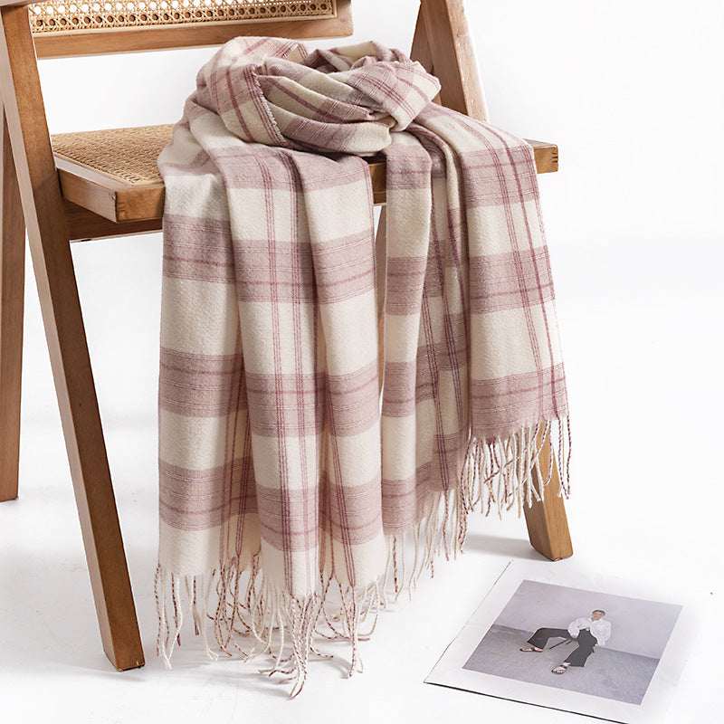 FH23-5448 lattice stripe winter scarf - MinYang Fashion Apparel Accessory Manufacturer
