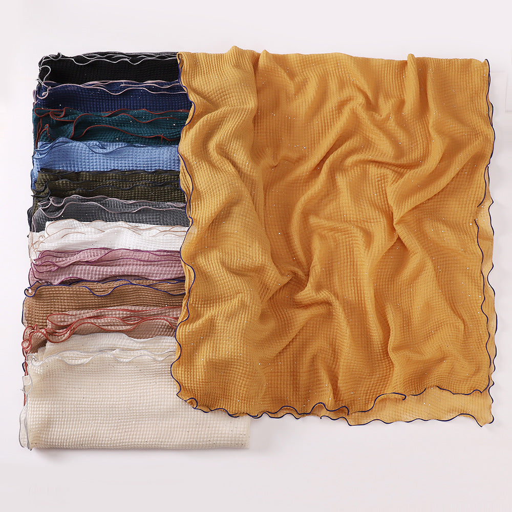 MSL377 Honeycomb wrinkled scarf - MOQ:2