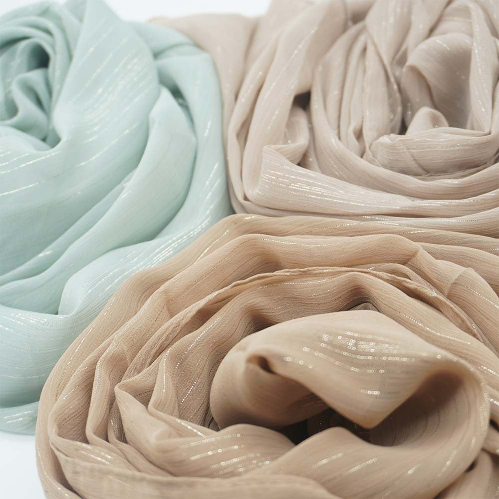 JS038 Fashion long scarf chiffon silver silk pleated shawl - MinYang Fashion Apparel Accessory Manufacturer