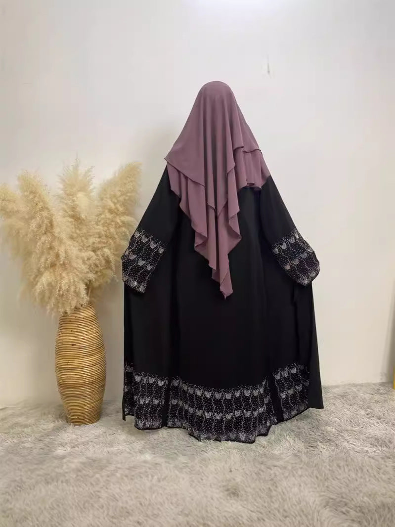 1431 Muslim slim fit cardigan with pockets Headband not included