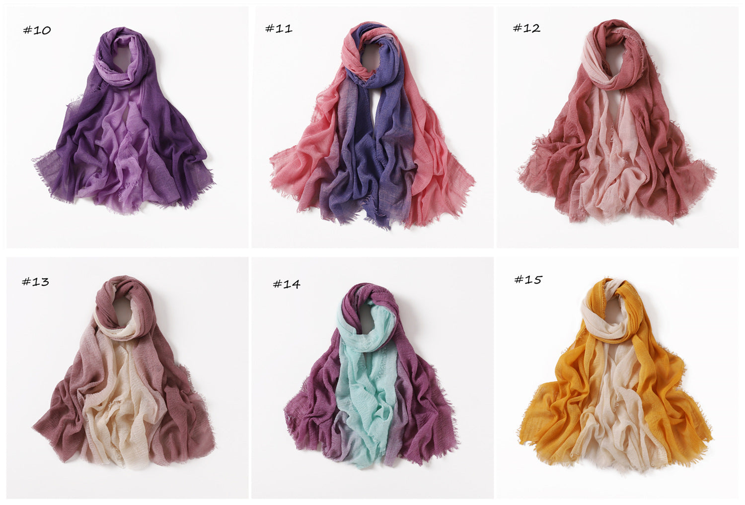 YZ51 Hand-painted gradient rainbow color bubble scarf wrinkled scarf with short beard on both ends hijab hijab/tudung printed hijab Gradient printed scarf