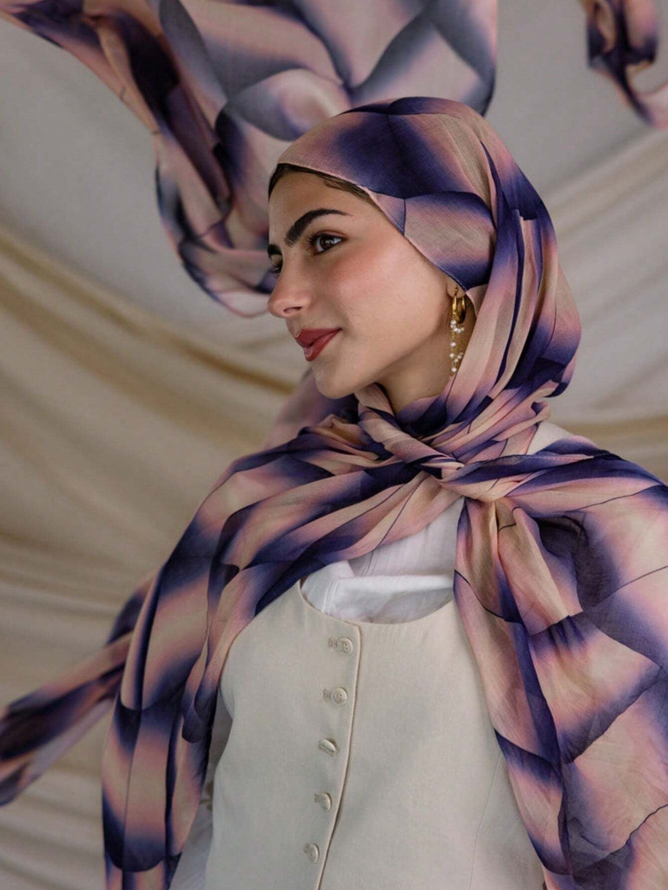 MYM28 Modal Rendering Style Women's Printed Scarf/hijab - MinYang Fashion Apparel Accessory Manufacturer