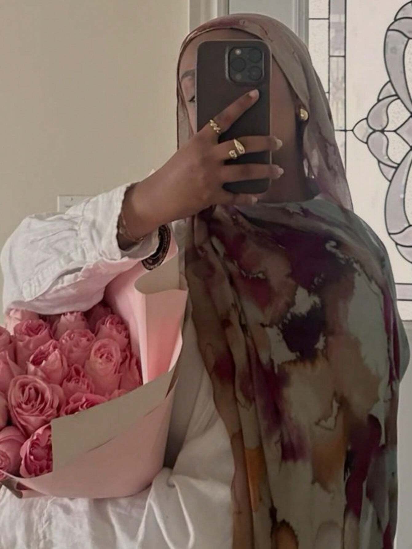Bufanda/hijab con estampado modal de la serie acuarela de lujo MYM06
