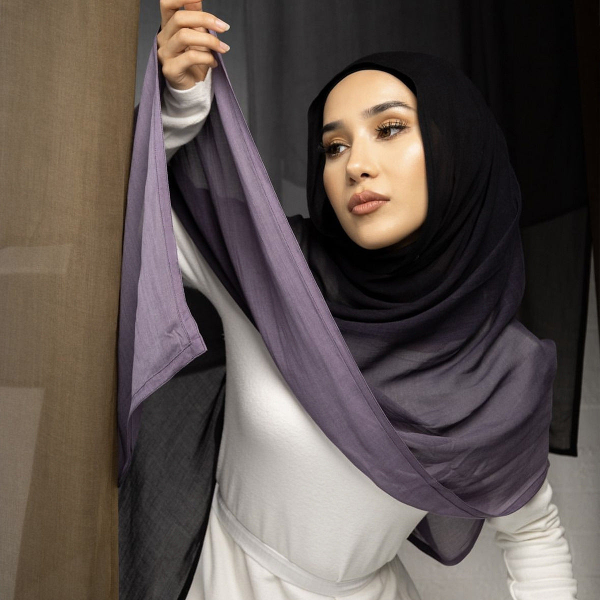 VS812 Solid color gradient headscarf Solid color wide brim modal breathable scarf - MinYang Fashion Apparel Accessory Manufacturer