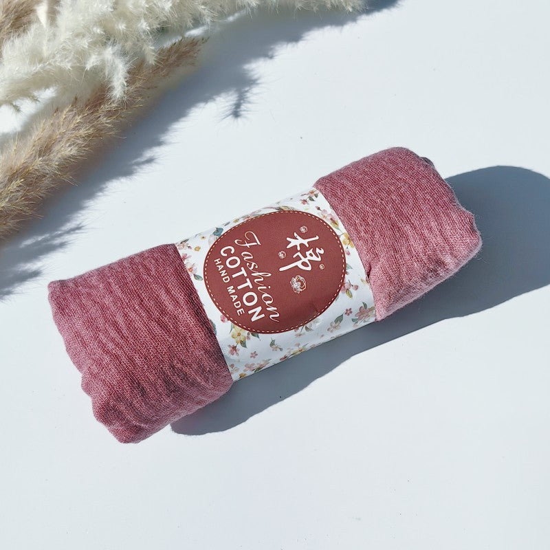 WJ01 Cotton scarf solid color scarf wrinkled bubble scarf shawl headscarf