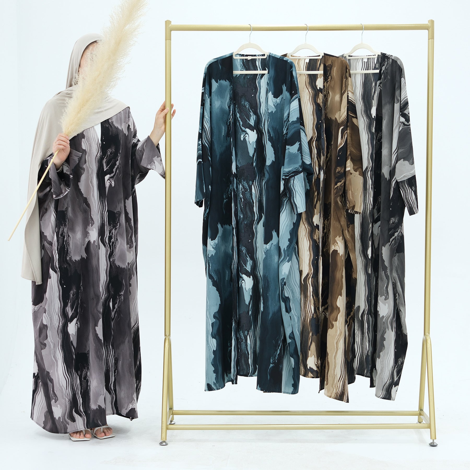 LR982 Printed cardigan dress