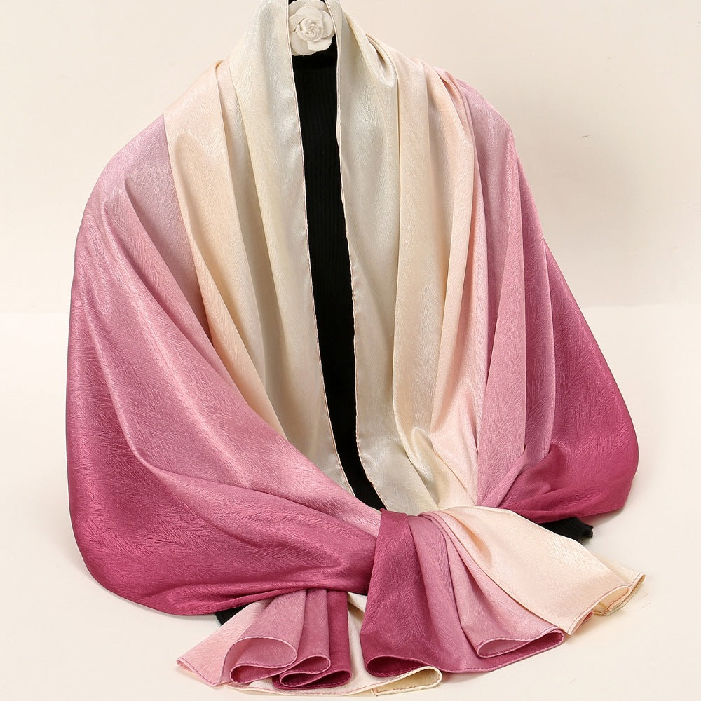 VS795New Fashion Gradient Color Satin Scarf Women's Gauze Shawl - MinYang Fashion Apparel Accessory Manufacturer