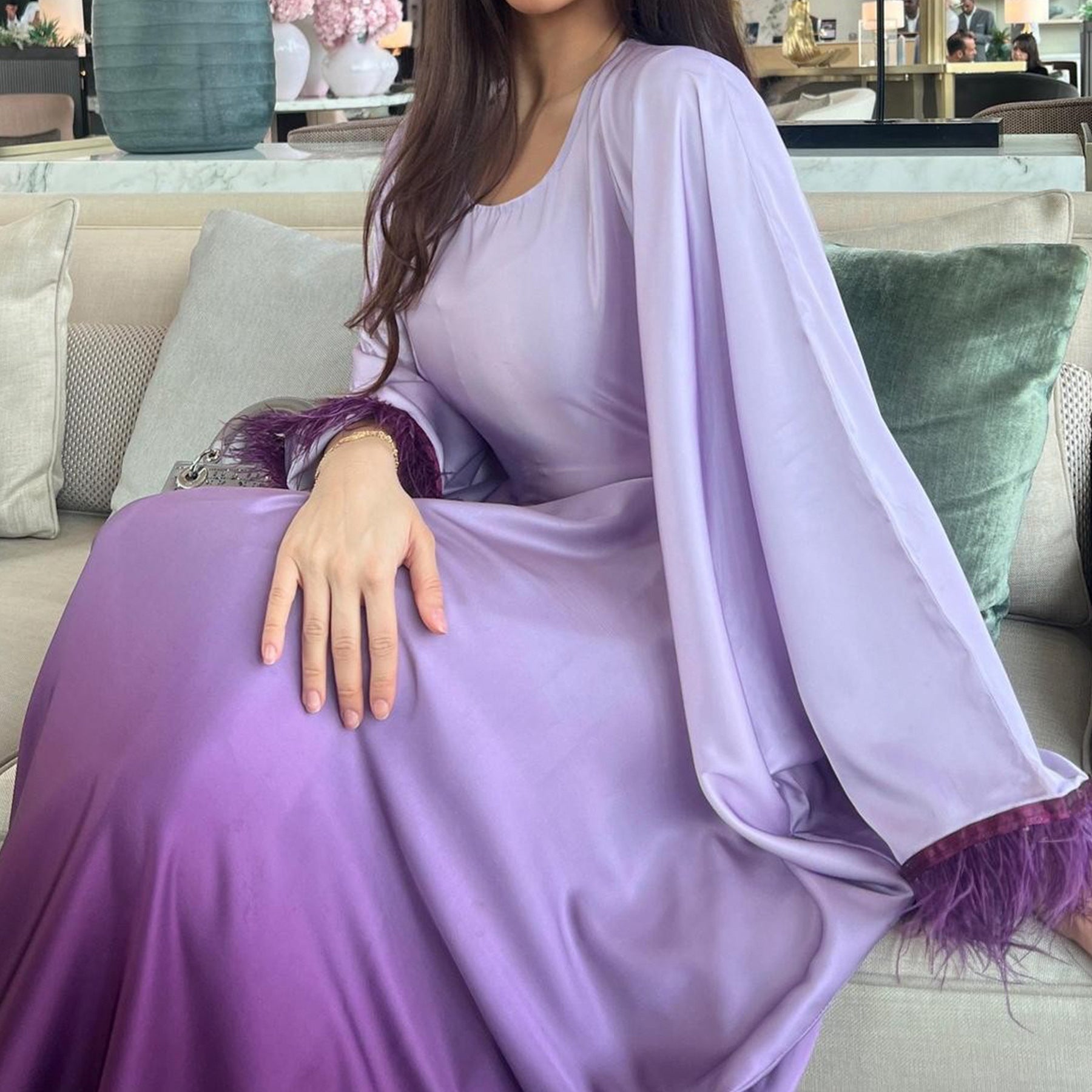 LR811 Batwing Sleeve Ombre Party Dress