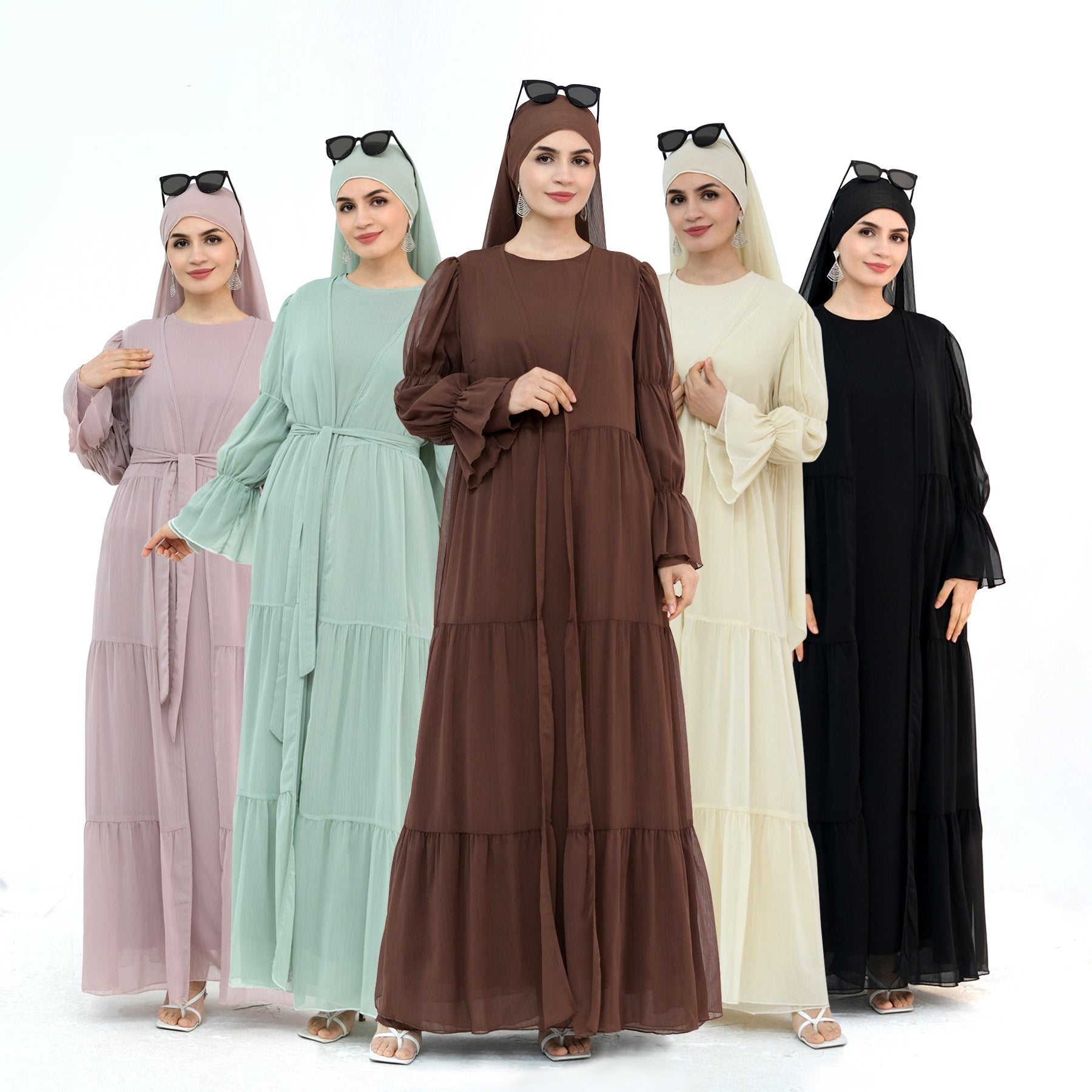 LR866+LR867 (abaya + hijab + underwear)Elegant Cardigan abaya